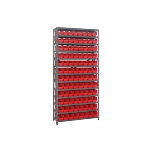 Quantum 1275-101 Heavy-Duty Galvanized Steel 13 Shelf Shelving Unit w/ 96 Bin... - Picture 1 of 5