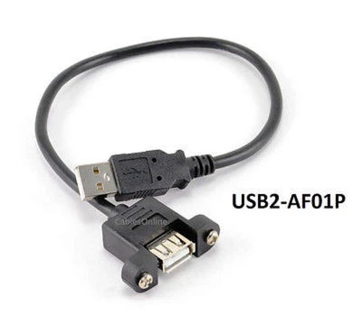 1ft USB 2.0 Extension Male to Female Molded Panel Mount External Port Cable  - Image 1 of 3