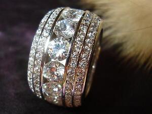 STUNNING 18K WHITE GOLD PLATED CZ CUBIC ZIRCONIA ETERNITY  BAND RING size 10