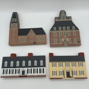 The Cat's Meow Williamsburg Series 1993 Wooden Buildings 4 pcs - Picture 1 of 14