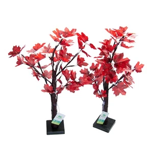 Evergreen LED Light-Up Artificial 2ft Maple Trees Fall Red Leaf Plant Home Decor - Picture 1 of 9