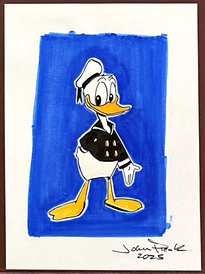 2025 Donald Duck 1/1 Sketch by Disney Topps Artist Pleak Signed Auto Ink Art🔥 - Image 1 of 1