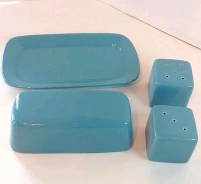 10 Strawberry Street Butter Dish Salt & Pepper Sky Blue 4 Pc Home Decor Kitchy - Image 1 of 4