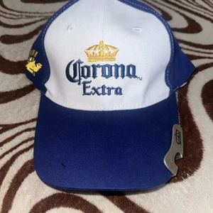 Corona Extra Bottle Opener Adjustable Cap Blue Canvas Cerveza Beer Crown - Picture 1 of 5