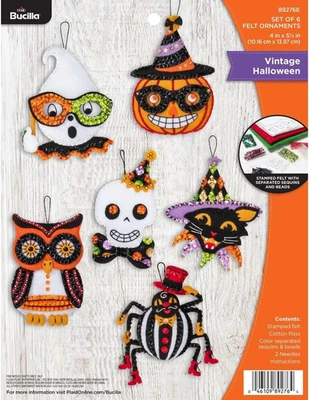 89276E Kit de adornos de apliques de fieltro, Halloween vintage, juego de 6 Foto 1 de 4
