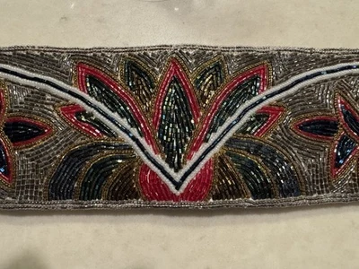 Cinturón Vintage Cuentas a Mano Cintura Cincha Multicolor Arte Declaración Años 80 32’’ X 3’’’ Foto 1 de 4