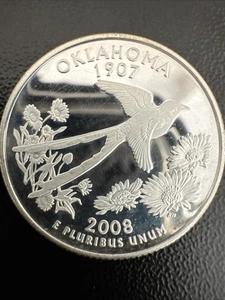 2000 S PROOF 90% SILVER 'Oklahoma' STATE Washington Quarter - Picture 1 of 3