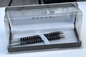 Cross Helios Black & Chrome Striped Ball-Point Pen & 0.9MM Pencil Set New - Picture 1 of 5