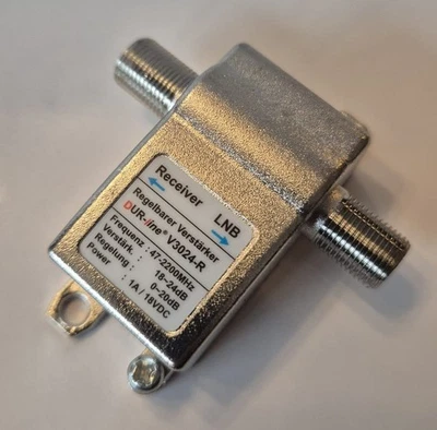 DUR-line V3024-R Inline Verstärker Sat DVB-T2  Verstärkung 24 dB regelbar - NEU - Bild 1 von 2