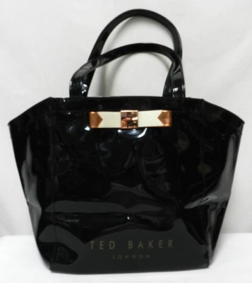 Ted Baker black patent leather large tote bag purse w/ Bow large NEW - Image 1 of 4