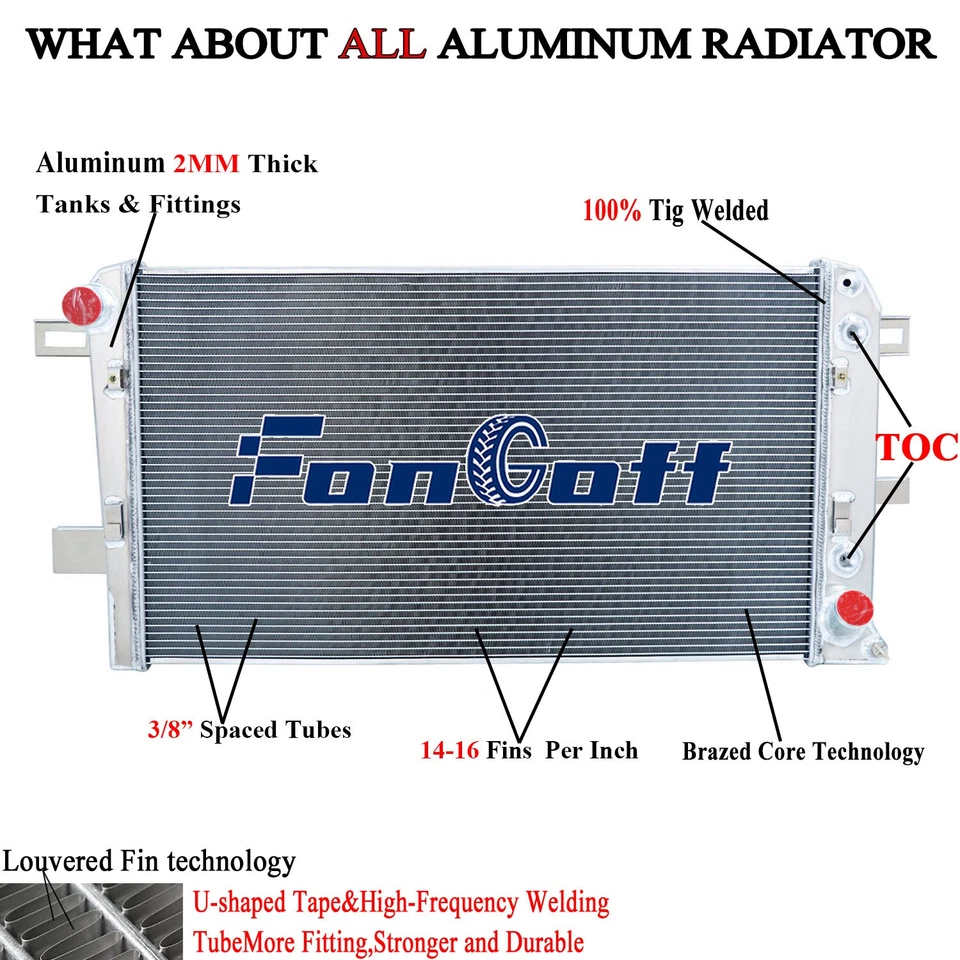 3 Row Aluminum Radiator for 2001-2005 Chevrolet Silverado 2500 3500 Duramax-6.6L - Image 1 of 4
