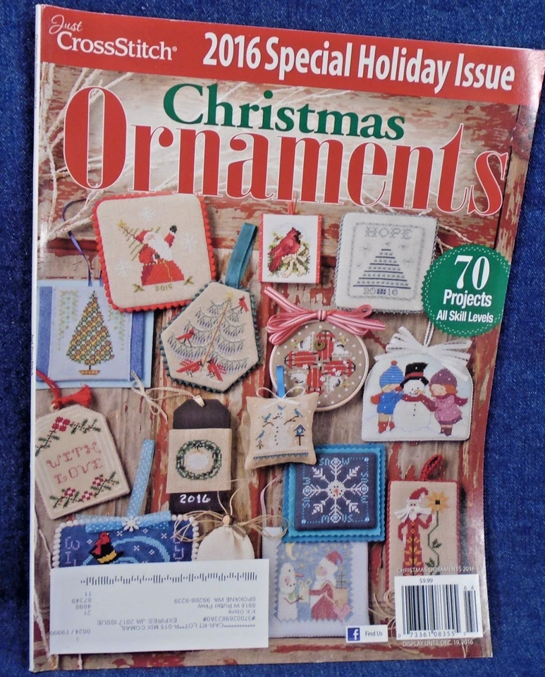 Revista Just Cross Stitch 2016 Edición Especial Navidad Adornos 70 Proyectos Foto 1 de 1