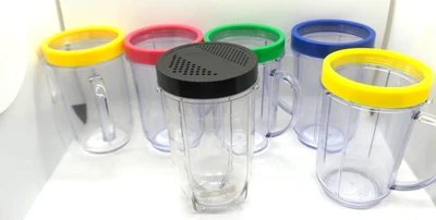 Magic Bullet Replacement Cups Lot Of 12 Colors Strainer EUC - Image 1 of 3