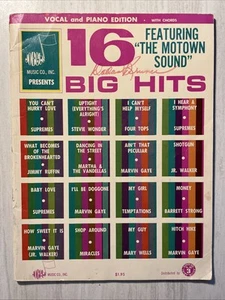 16 Big Hits Featuring the Motown Sound Vocal & Piano VTG Sheet Music Book - Picture 1 of 2