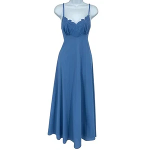 VASSARETTE Vintage Nightgown Periwinkle Lingerie Long Sexy Silky Floral Womens S - Picture 1 of 18