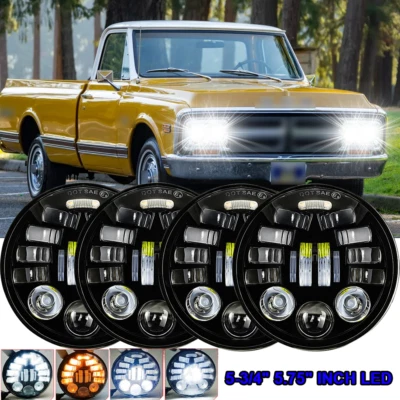Faros LED redondos para camioneta 4 piezas fIT GMC C15/C1500 1961-1972 C2500 5,75" 5-3/4" Foto 1 de 4