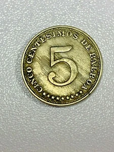 1932 Panama 5 Centesimos C/N Coin - Last Year of Issue - KM 9 - Picture 1 of 2