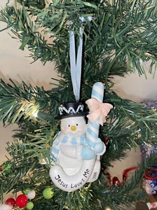 “Jesus Loves Me” 2006 Snowman Ornament - Blue, Candy Cane - Picture 1 of 12