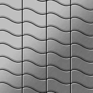 Mosaik Fliese massiv Metall Edelstahl gebürstet grau 1,6mm stark Flux-S-S-B - Picture 1 of 4