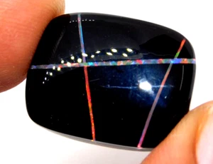 17.95Ct Australian Natural Black Multi Fire Opal Certified Loose Gemstone - Picture 1 of 7