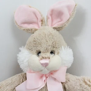 Easter BUNNY RABBIT Plush Toy Animal Adventure Tan 18in Soft Plush 2015 Pink Bow - Picture 1 of 10
