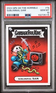 2024 Garbage Pail Kids 1b Subliminal Sam PSA 10 GEM MINT Halloween 3 VHS GPK CGC - Picture 1 of 3