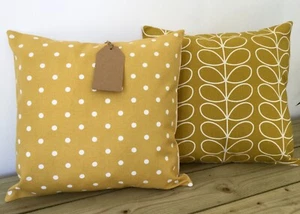 CUSHION COVER SPOTS SPOTTY POLKA DOT OCHRE MUSTARD YELLOW GOLD EASTER SPRING - Picture 1 of 7