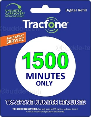 TracPhone Tracfone - 1500 Minutes only Airtime PIN # Smartphone Trackphone - Image 1 of 4