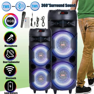 AUDIO Portable Bluetooth Speaker Sub woofer Heavy Bass PA Sound System LED + Mic - Photo 1 sur 24