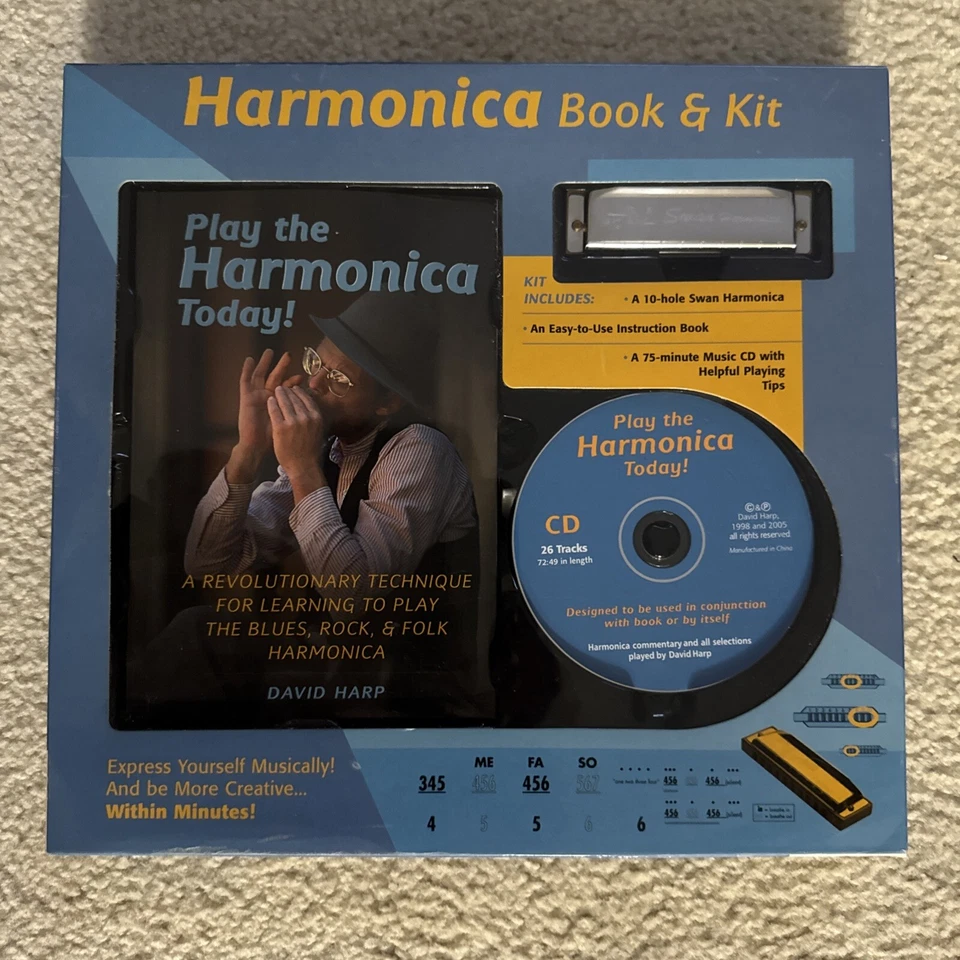Harmonica Book & Kit Set New In Box Instructional by David Harp - Image 1 of 4