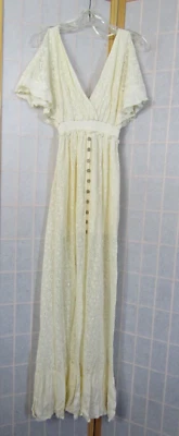 Nuevo con etiquetas Vestido Windsor Natural Marfil Encaje Calzoncillo Espalda Hombro Frío Flutter Para Mujer S Foto 1 de 4