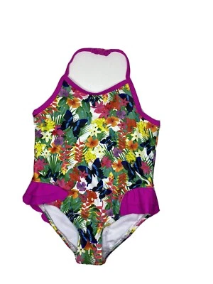 Jessica Simpson Girl's Size 2T Swimsuit One Piece Butterfly Floral Tropical *T8 - Image 1 of 4