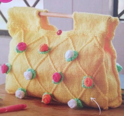 Rose Detailed Book Knitting Project Bag DK KNITTING PATTERN - Image 1 of 2