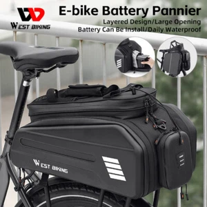 WEST BIKING Waterproof E-bike Battery Bike Pannier Hard Shell Bicycle Bag Black - Picture 1 of 17