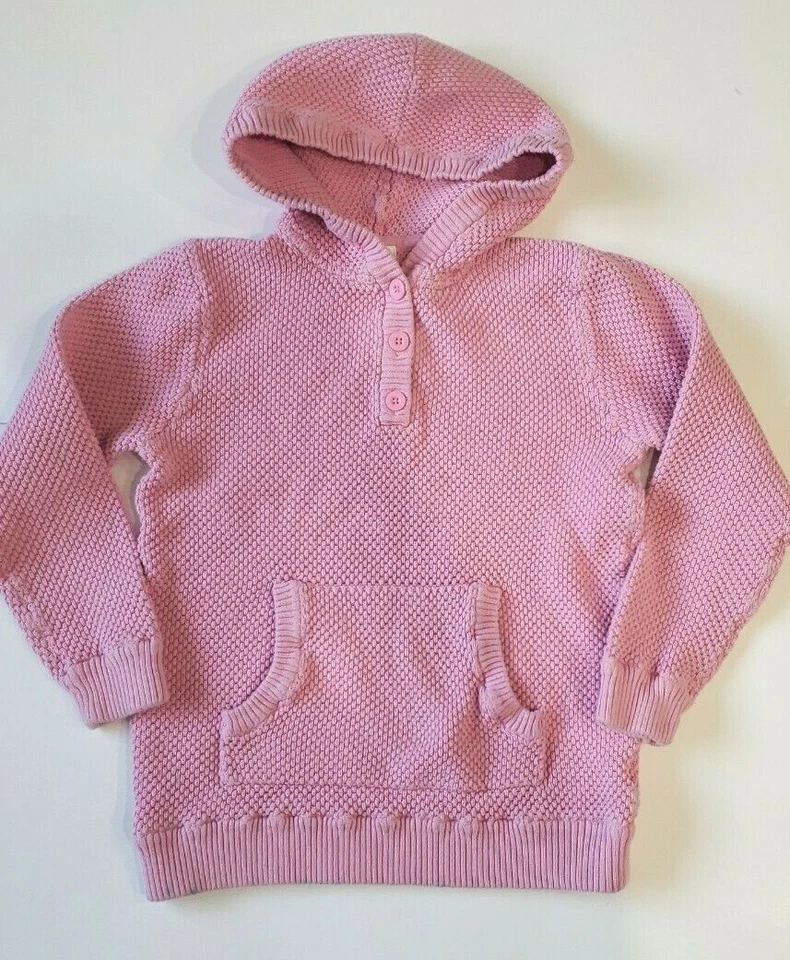 Hanna Andersson Girls Pullover Knit Hoodie Size 150cm Pink Sz 12 Cotton FLAWED - Image 1 of 4