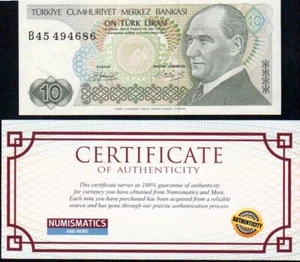 Turkey 10 Lira P-192 1970 (1979) UNC Uncertified USA seller COA - Picture 1 of 2