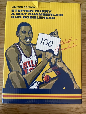 Stephen Curry & Wilt Chamberlain Duo Golden State Warriors Bobblehead LE In Box Cover