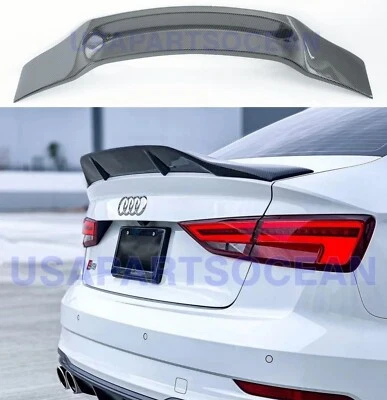 FOR 14-20 AUDI A3 S3 RS3 8V SEDAN CARBON FIBER STYLE DUCKBILL REAR TRUNK SPOILER - Image 1 of 4