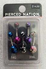 Spencer's Pierced Nation Brand 14 Gauge Set Of 5 Curved Body Jewelry Multicolor 