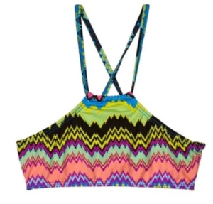 NWT PIlyq 12 Girls Clara High Neck Halter Bikini top Swimsuit Zig Zag 115734 - Picture 1 of 4