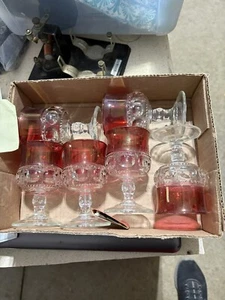 Set Of 6 Red Indiana Glass Wine Glasses Kings Crown - Picture 1 of 3