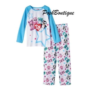 NWT TY Beanie Boo Girl's Pajamas PJ Pinky Owl Leopard Penguin Plush 4 5 6 6X  - Picture 1 of 3