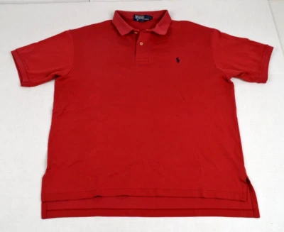 Polo Ralph Lauren Vintage Talla L Años 90 Rojo Algodón Liso Hecho en EE. UU. Foto 1 de 4