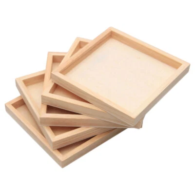 Bandejas para servir de madera rústica sin terminar 5 piezas bandejas de madera para manualidades Foto 1 de 4