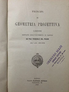 (Wissenschaft) PRINZIPIEN DER PROJEKTIVEN GEOMETRIE von P. Del Pezzo Neapel 1919 - Bild 1 von 1