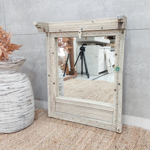 Indian Antique Wooden Wall Hanging Carved Mirror Frame Home Decor Wall Decor Cover