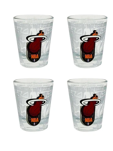 Miami Heat NBA Hi-Def 2 Oz Shot Glasses Set 4 Pack Cover