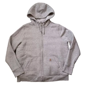 Carhartt Hoodie Boys Large Gray Sweatshirt Full Zip Fleece Lined Pocket Logo - Picture 1 of 19