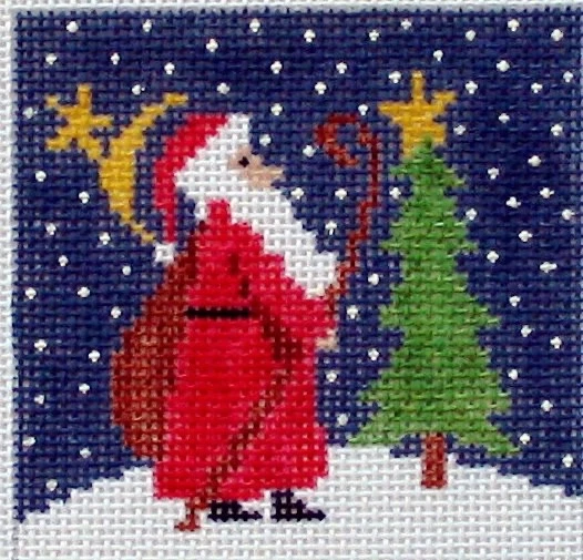 Little Santa Christmas Hand Painted Needlepoint Canvas - Image 1 of 1