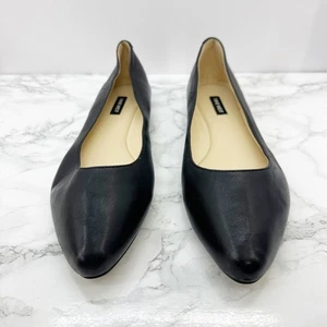Nine West Speakup Rounded Pointed Toe Ballet Flats Black Leather Classic 9.5 - Picture 1 of 7